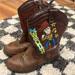 Sheriff Woody Brown Cowboy Boots Kids Zip Up Disney